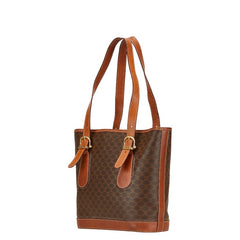 セリーヌ マカダム トートバッグ ハンドバッグ ブラウン PVC レザー レディース CELINE 【中古】