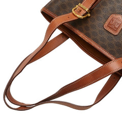セリーヌ マカダム トートバッグ ハンドバッグ ブラウン PVC レザー レディース CELINE 【中古】