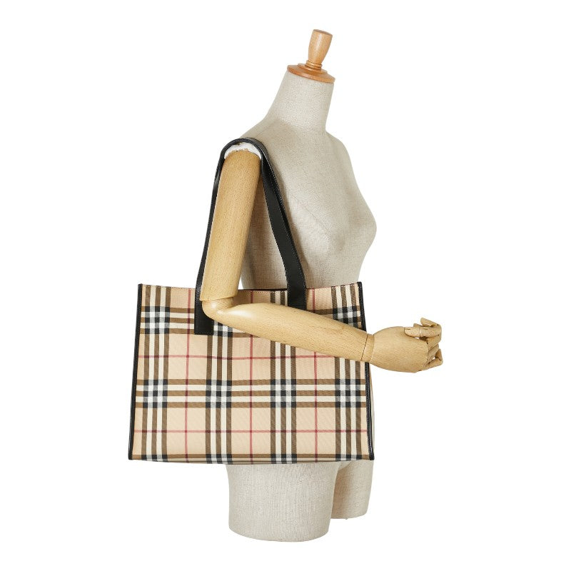 バーバリー ノバチェック トートバッグ ベージュ マルチカラー PVC レディース BURBERRY 【中古】
