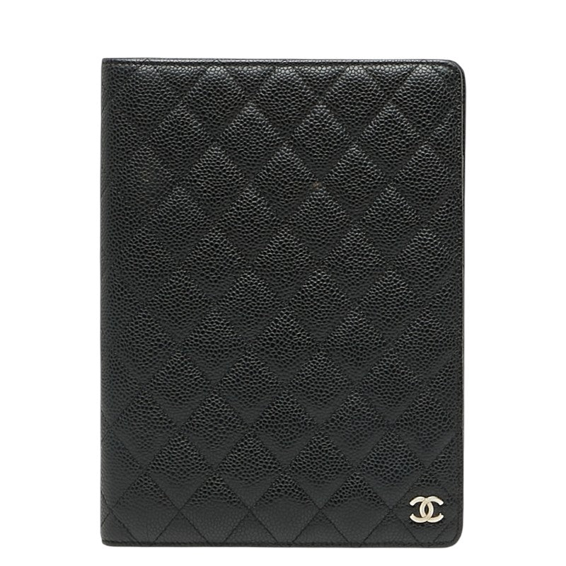 シャネル ココマーク マトラッセ アジェンダGM 手帳カバー ブラック キャビアスキン レディース CHANEL 【中古】