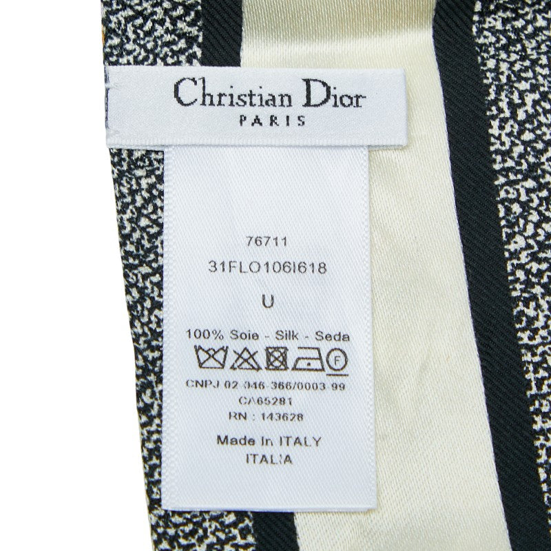 ディオール ミッツァ 花 フラワー モチーフ スカーフ ホワイト アイボリー マルチカラー シルク レディース Dior 【中古】