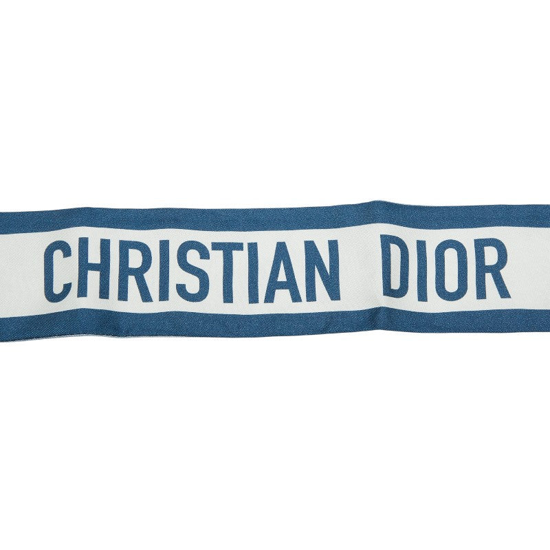 ディオール ミッツァ フラワー スカーフ ブルー ホワイト シルク レディース Dior 【中古】