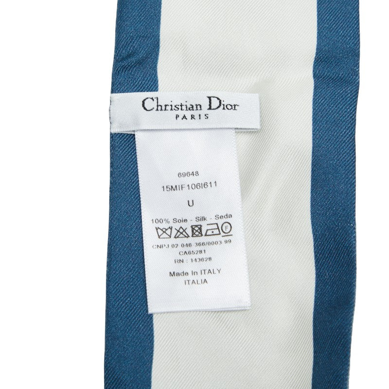 ディオール ミッツァ フラワー スカーフ ブルー ホワイト シルク レディース Dior 【中古】