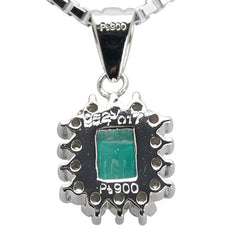 Pt900 プラチナ Pt850 プラチナ エメラルド0.52ct ダイヤ0.17ct ベネチアンチェーン ペンダントネックレス レディース 【中古】