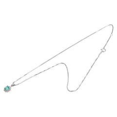 Pt900 プラチナ Pt850 プラチナ エメラルド0.52ct ダイヤ0.17ct ベネチアンチェーン ペンダントネックレス レディース 【中古】