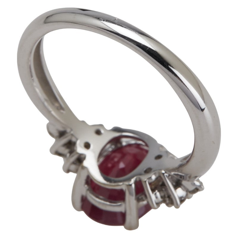 K18WG ホワイトゴールド ルビー2.51ct ダイヤ0.16ct リング 指輪 レディース 10号 【中古】