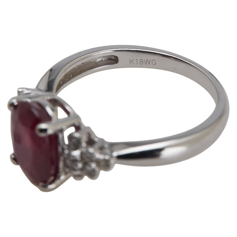 K18WG ホワイトゴールド ルビー2.51ct ダイヤ0.16ct リング 指輪 レディース 10号 【中古】