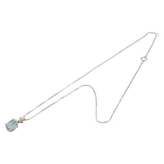 Pt900 プラチナ Pt850 プラチナ K18YG イエローゴールド コンビ アクアマリン4.70ct ダイヤ0.17ct ペンダントネックレス レディース 【中古】