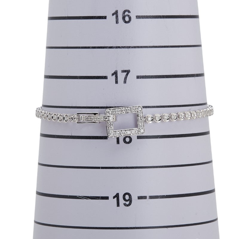 K18WG ホワイトゴールド ダイヤ1.00ct テニスチェーン ブレスレット レディース 【中古】