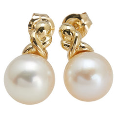 K18YG イエローゴールド アコヤパール8.2~8.3mm スタッドピアス レディース 【中古】