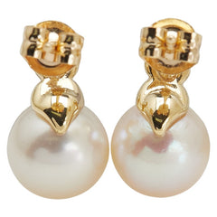 K18YG イエローゴールド アコヤパール8.2~8.3mm スタッドピアス レディース 【中古】