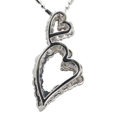 Pt900 プラチナ Pt850 プラチナ ダイヤ0.89ct ピンクサファイア0.25ct ハート モチーフ ペンダントネックレス レディース 【中古】
