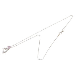 Pt900 プラチナ Pt850 プラチナ ダイヤ0.89ct ピンクサファイア0.25ct ハート モチーフ ペンダントネックレス レディース 【中古】