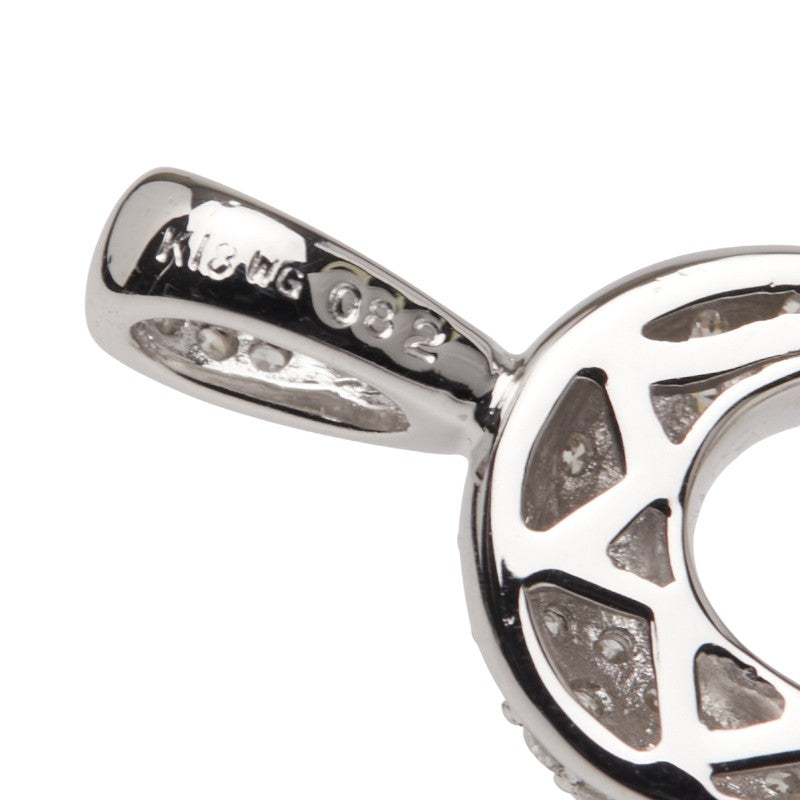 K18WG ホワイトゴールド ダイヤ0.82ct ハート モチーフ ペンダントトップ レディース 【中古】