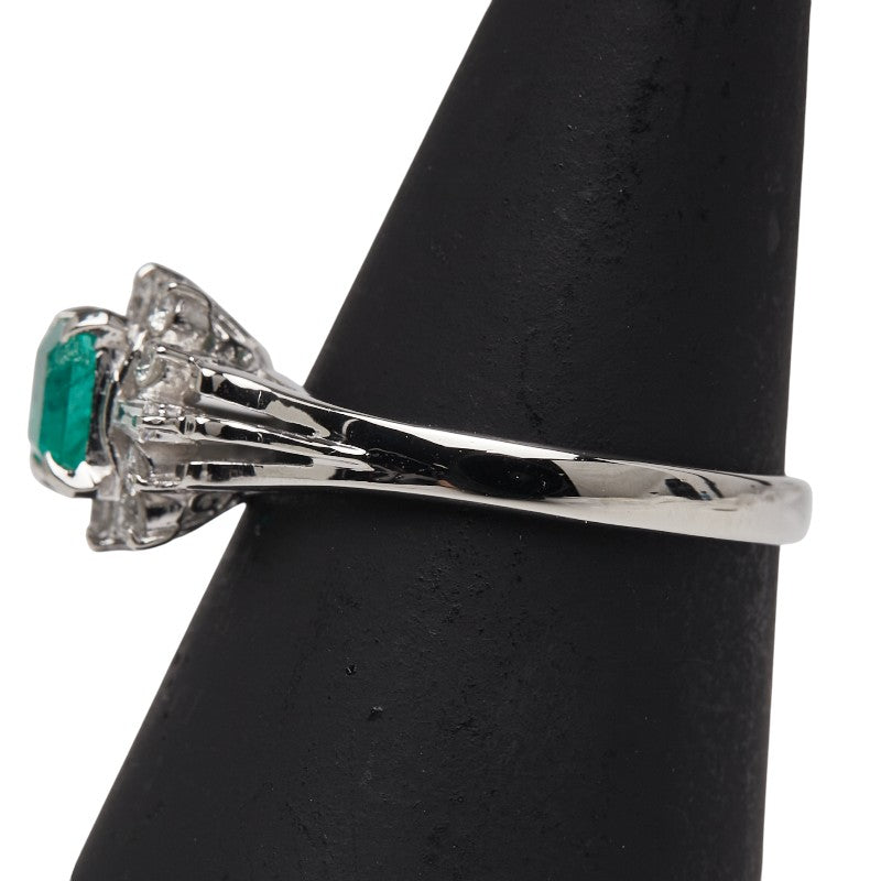 Pt900 プラチナ エメラルド0.43ct ダイヤ0.23ct リング 指輪 レディース 11号 【中古】