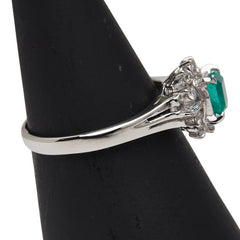 Pt900 プラチナ エメラルド0.43ct ダイヤ0.23ct リング 指輪 レディース 11号 【中古】