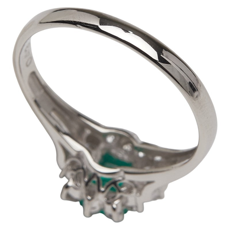 Pt900 プラチナ エメラルド0.43ct ダイヤ0.23ct リング 指輪 レディース 11号 【中古】