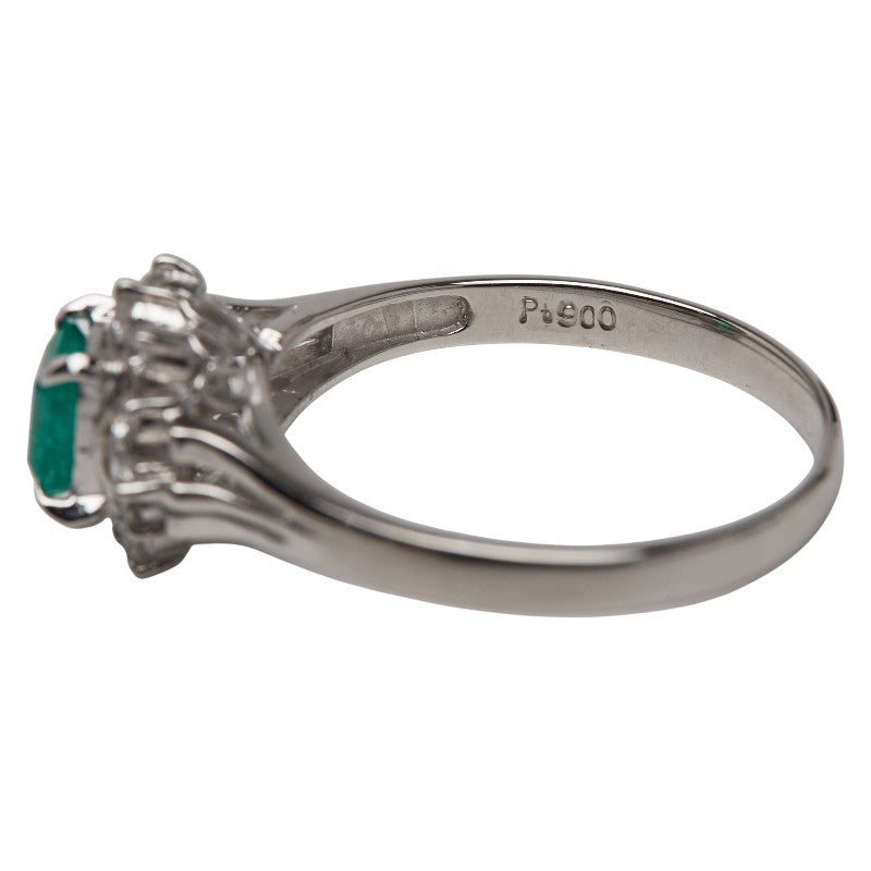 Pt900 プラチナ エメラルド0.43ct ダイヤ0.23ct リング 指輪 レディース 11号 【中古】