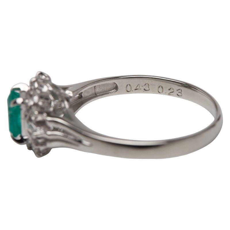 Pt900 プラチナ エメラルド0.43ct ダイヤ0.23ct リング 指輪 レディース 11号 【中古】