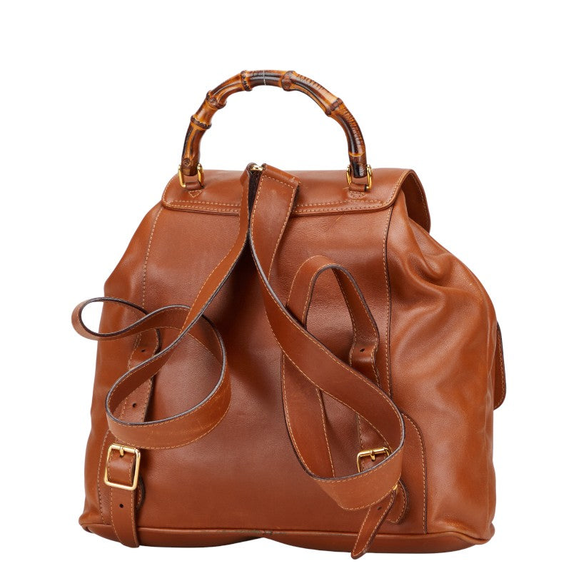 グッチ バンブー リュック バックパック 003 2058 0016 ブラウン レザー レディース GUCCI 【中古】