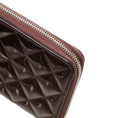 シャネル マトラッセ ココマーク ラウンドファスナー 長財布 パープル エナメル レディース CHANEL 【中古】