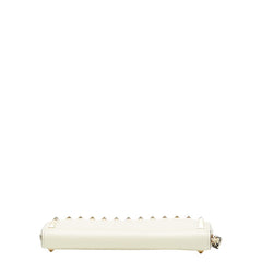 ヴァレンティノ ロックスタッズ ラウンドファスナー 長財布 ホワイト レザー レディース VALENTINO 【中古】