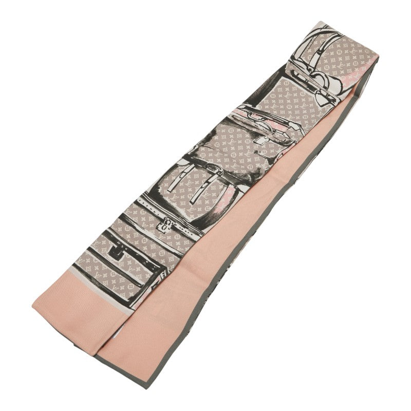 ルイ ヴィトン バンドー トランク スカーフ M73965 ピンク グレー シルク レディース LOUIS VUITTON 【中古】