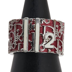 ディオール トロッター リング 指輪 #5 シルバー レッド メタル レディース Dior 【中古】