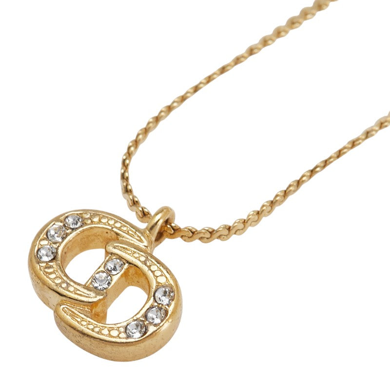 ディオール CDロゴ ネックレス ゴールド メッキ ラインストーン レディース Dior 【中古】