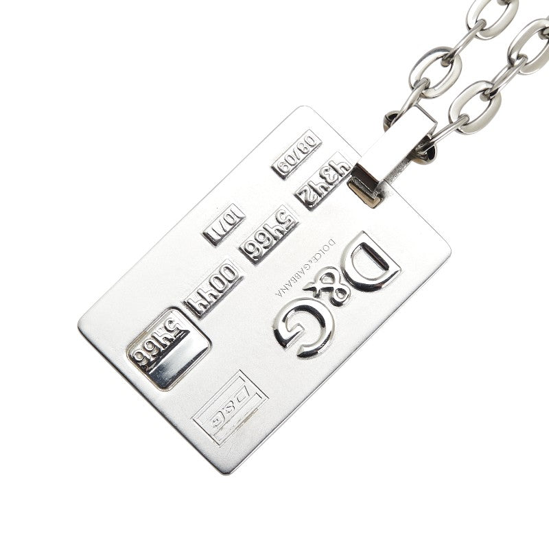 ドルチェアンドガッバーナ ロゴ ドッグタグプレート ネックレス シルバー メタル メンズ DOLCE&GABBANA 【中古】