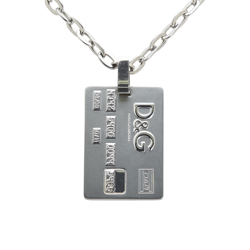 ドルチェアンドガッバーナ ロゴ ドッグタグプレート ネックレス シルバー メタル メンズ DOLCE&GABBANA 【中古】