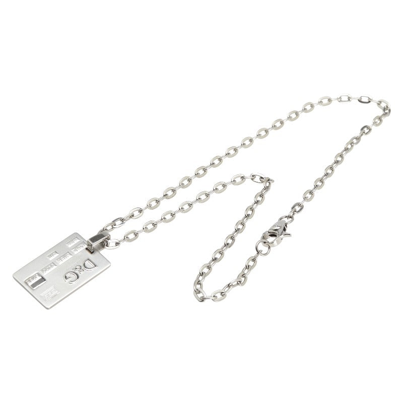 ドルチェアンドガッバーナ ロゴ ドッグタグプレート ネックレス シルバー メタル メンズ DOLCE&GABBANA 【中古】