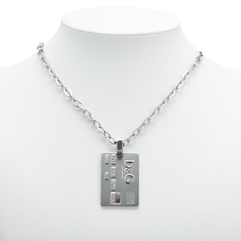 ドルチェアンドガッバーナ ロゴ ドッグタグプレート ネックレス シルバー メタル メンズ DOLCE&GABBANA 【中古】