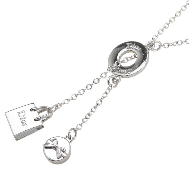 ディオール ロゴ ラリアット ロングネックレス シルバー メタル レディース Dior 【中古】