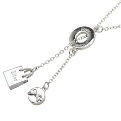 ディオール ロゴ ラリアット ロングネックレス シルバー メタル レディース Dior 【中古】