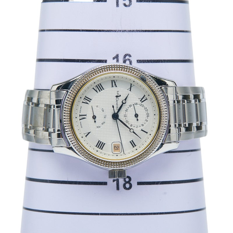レ ジェネヴェ 腕時計 GMT パワーリザーブ 自動巻き シルバー文字盤 ステンレススチール メンズ 【中古】