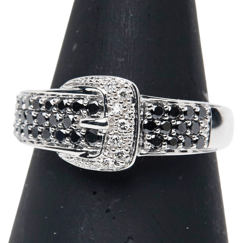 K18WG ホワイトゴールド ダイヤ0.50ct ベルト モチーフ リング 指輪 レディース 13号 【中古】