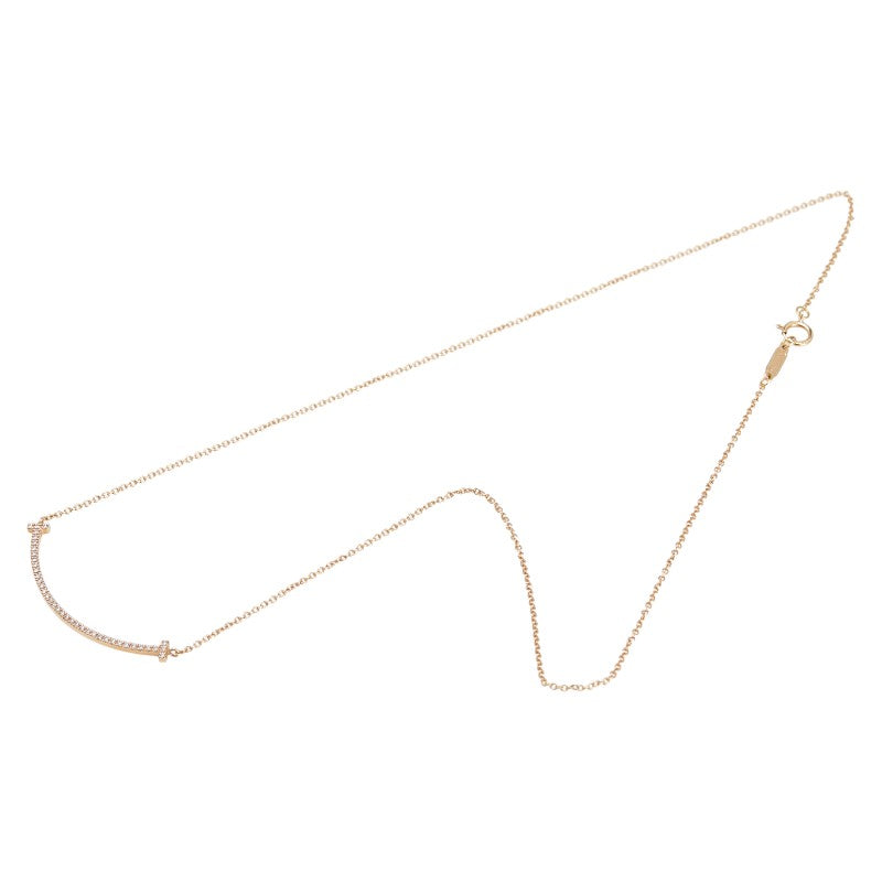 ティファニー Tスマイル スモール ペンダントネックレス K18PG ピンクゴールド ダイヤモンド レディース TIFFANY&Co. 【中古】
