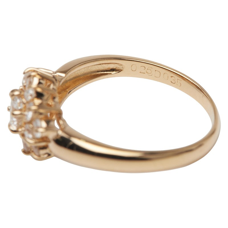 K18YG イエローゴールド ダイヤ0.35ct ダイヤ0.25ct フラワー 花 モチーフ リング 指輪 レディース 10.5号 【中古】