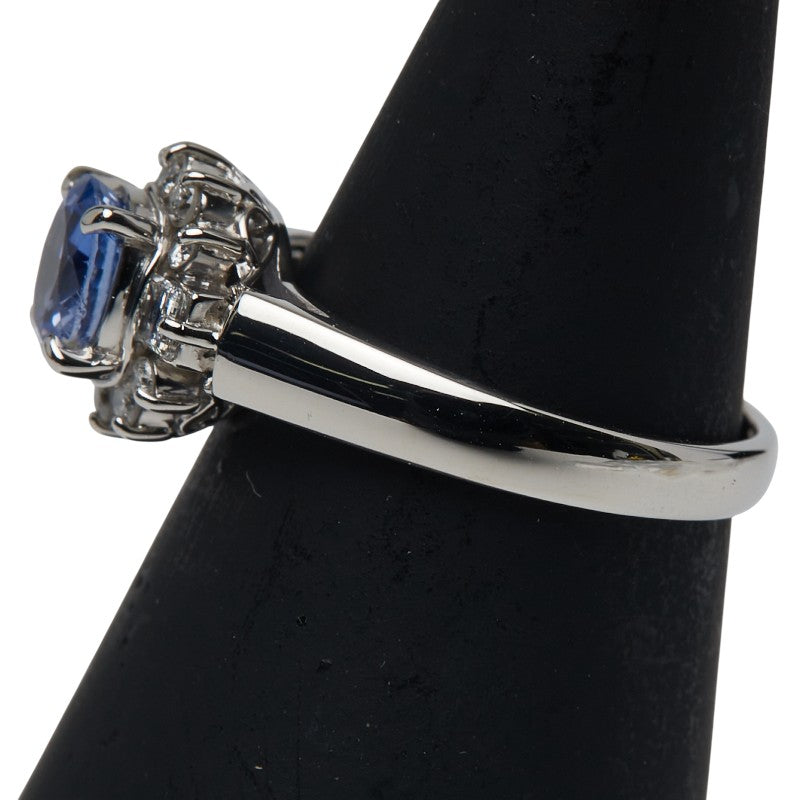 Pt850 プラチナ サファイア0.80ct ダイヤ0.27 リング 指輪 レディース 11号 【中古】