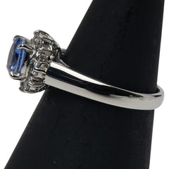 Pt850 プラチナ サファイア0.80ct ダイヤ0.27 リング 指輪 レディース 11号 【中古】