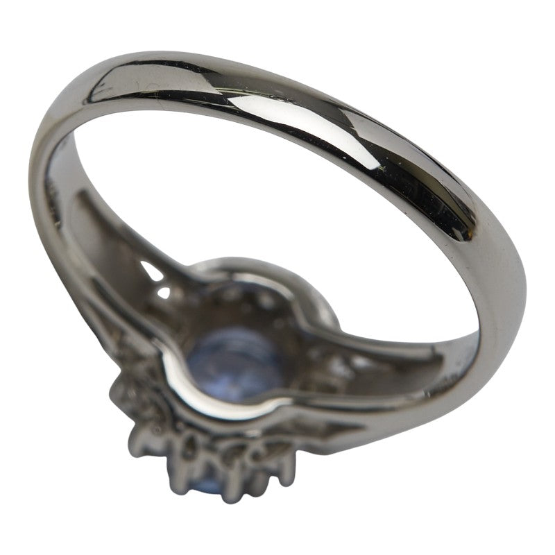 Pt850 プラチナ サファイア0.80ct ダイヤ0.27 リング 指輪 レディース 11号 【中古】