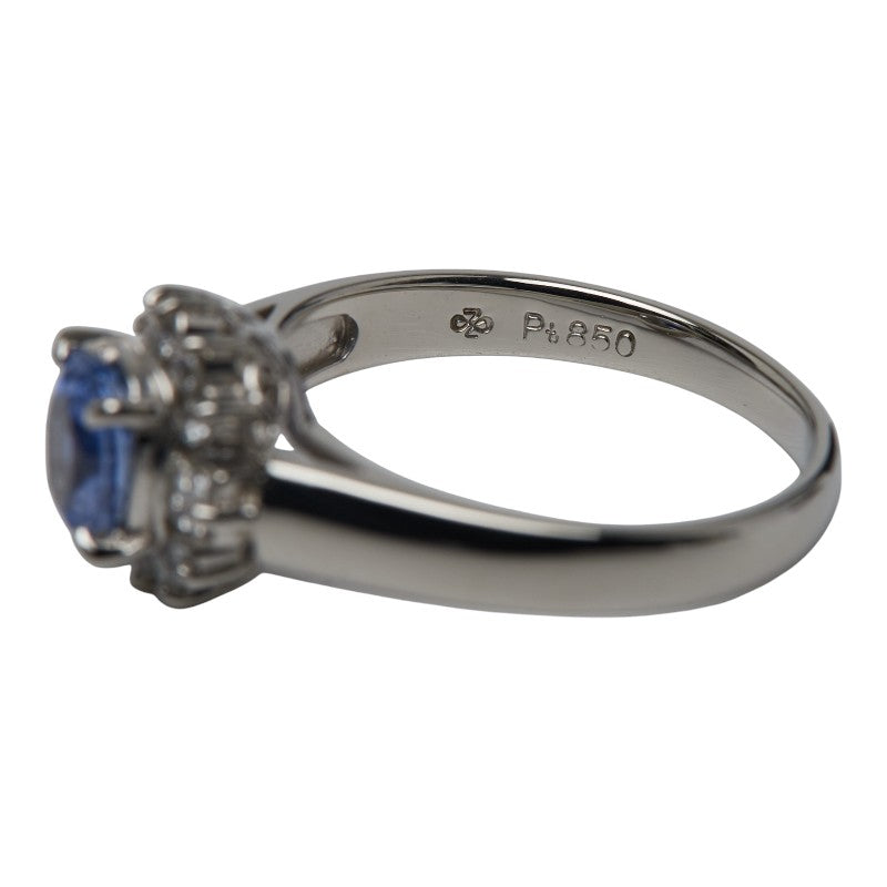 Pt850 プラチナ サファイア0.80ct ダイヤ0.27 リング 指輪 レディース 11号 【中古】