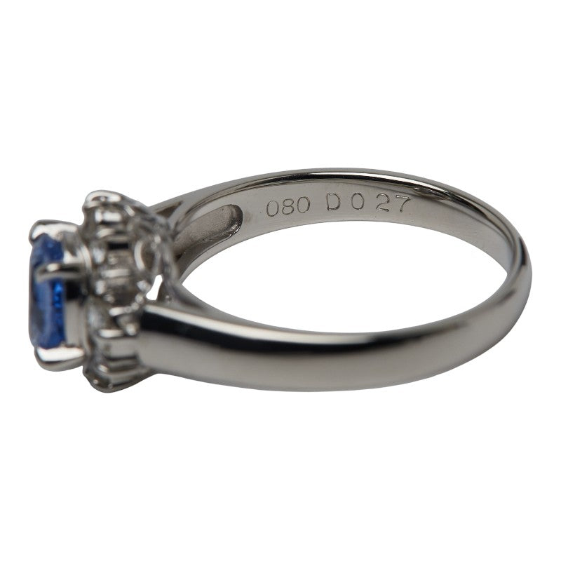 Pt850 プラチナ サファイア0.80ct ダイヤ0.27 リング 指輪 レディース 11号 【中古】