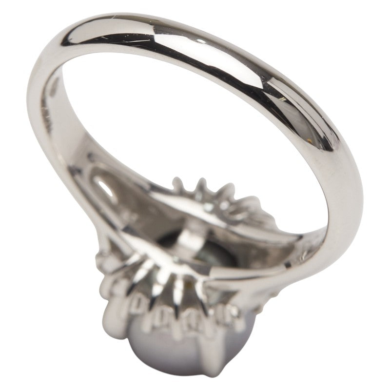 Pt850 プラチナ 黒蝶真珠8mm ダイヤ0.20ct リング 指輪 レディース 11.5号 【中古】