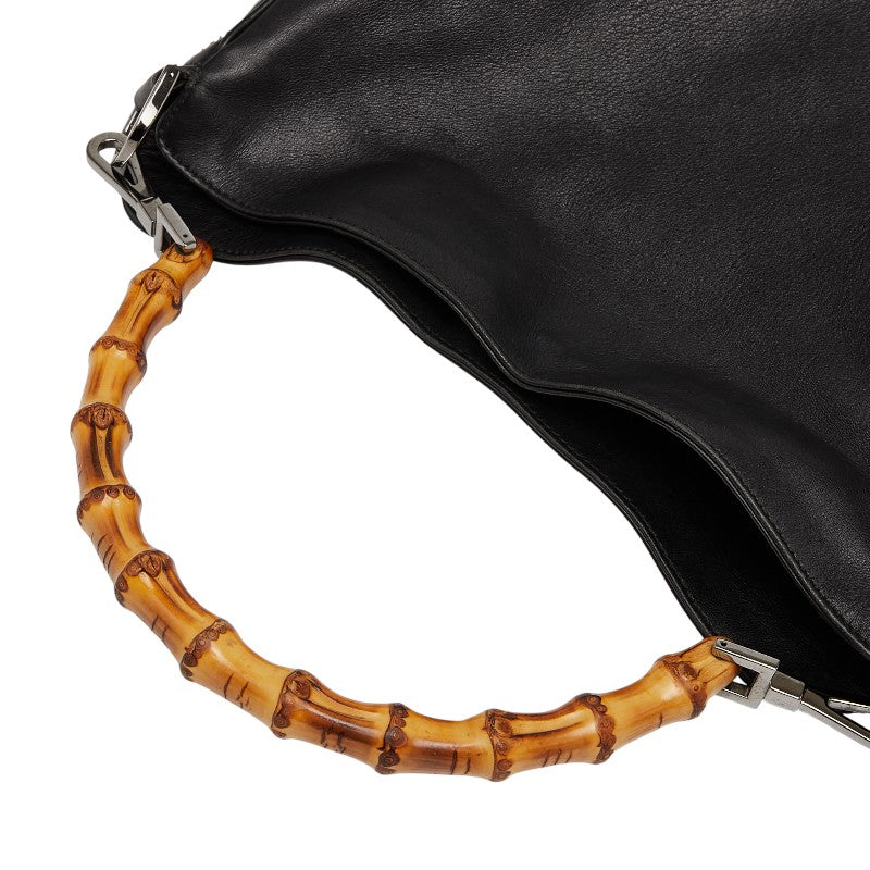 グッチ バンブー ハンドバッグ ショルダーバッグ 2WAY 001 4058 ブラック レザー レディース GUCCI 【中古】