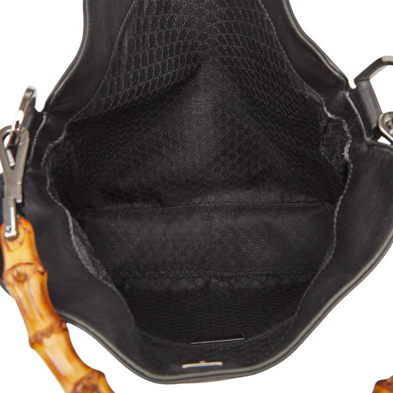 グッチ バンブー ハンドバッグ ショルダーバッグ 2WAY 001 4058 ブラック レザー レディース GUCCI 【中古】
