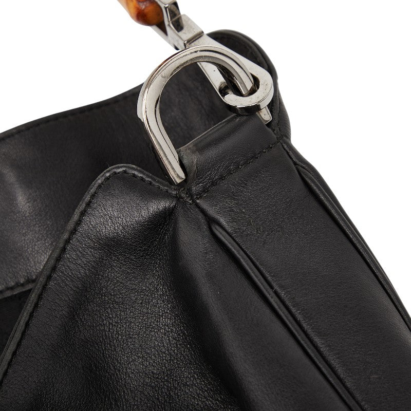 グッチ バンブー ハンドバッグ ショルダーバッグ 2WAY 001 4058 ブラック レザー レディース GUCCI 【中古】