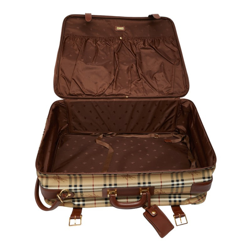 バーバリー ノバチェック シャドーホース キャリーバッグ ベージュ ブラウン PVC レザー レディース BURBERRY 【中古】