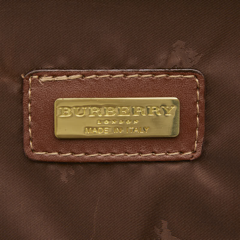 バーバリー ノバチェック シャドーホース キャリーバッグ ベージュ ブラウン PVC レザー レディース BURBERRY 【中古】